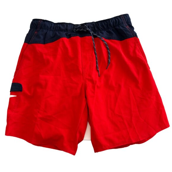 Speedo Mens Marina Flex 6.5"  red/Blue Swim Trunks, Size Large w/ pockets - Picture 1 of 7